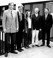 Das ehrenamtliche Kuratorium der Deutschen Orchesterstiftung (von li. nach re.): Holger Bentert, Gerald Mertens, dem auch die Geschäftsführung des Kuratoriums obliegt, Susanne Litzel, Hartmut Karmeier und Peter Ruzicka. 