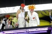 Clownsspiel: Markus John (Kommentator) und Kor-Jan Dusseljee (Lukullus). Foto: Thomas Aurin: 