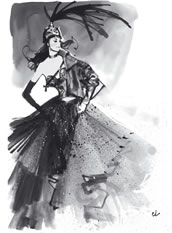 Figurine von Gaultier: Design zu Helenas Bühnenoutfit 