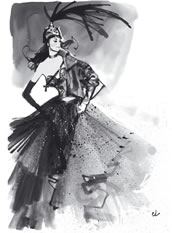 Figurine von Gaultier: Design zu Helenas Bühnenoutfit