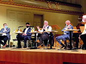 V. li..n. re.: OB Gera Julian Vonarb, OB Altenburg André Neumann, Minister Benjamin-Immanuel Hoff, Landrat Uwe Melzer und Moderator Frank Raspel. Foto: Heiko Retzlaff