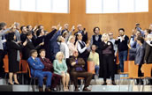 Lauri Vasar (Gunther), Andreas Schager (Siegfried), Mandy Fredrich (Gutrune), Mika Kares (Hagen), Anja Kampe (Brünnhilde), Staatsopernchor. Foto: Monika Rittershaus