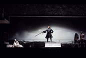 Yuriy Mynenko als Ottone mit Raffaele Pe als Adelberto in „Ottone, Re di Germania“ am Badischen Staatstheater Karlsruhe. Foto: Felix Grünschloß